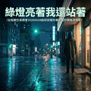 綠燈亮著我還站著（台指期交易週會20260628給邱奕陵的電影感抒情搖滾情歌）