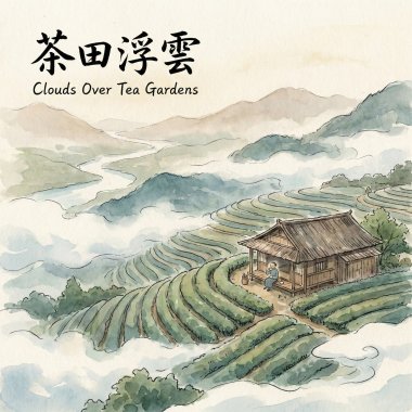 《茶田浮雲》(Clouds Over Tea Gardens)