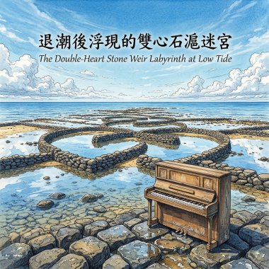 《退潮後浮現的雙心石滬迷宮》（The Double-Heart Stone Weir Labyrinth at Low Tide）