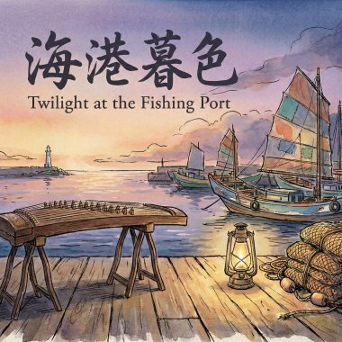 《海港暮色》（Twilight at the Fishing Port）