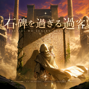 石碑を過ぎる過客