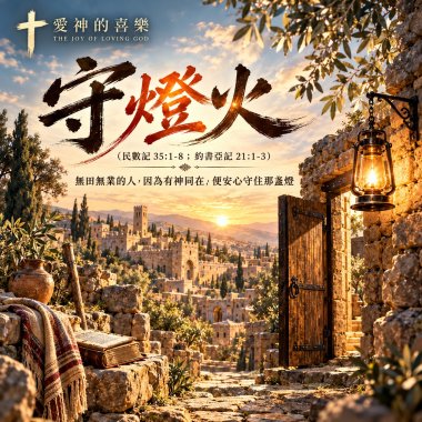 🎼【守燈火】(約書亞記21:1-7)-無田無業的人，因為有神同在，便安心守住那盞燈