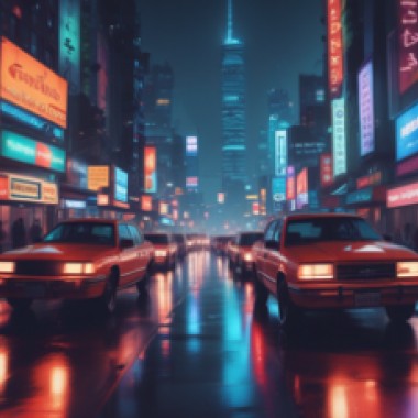 雨の都市の夜