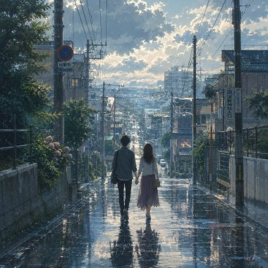 微雨的午後街道