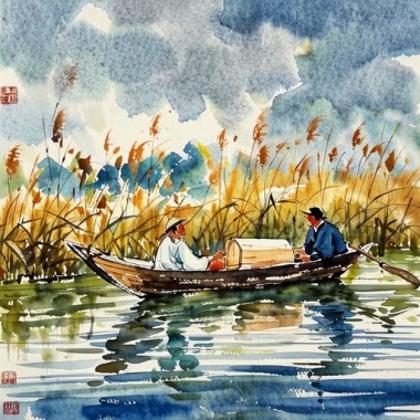 沿着河流漂向远方