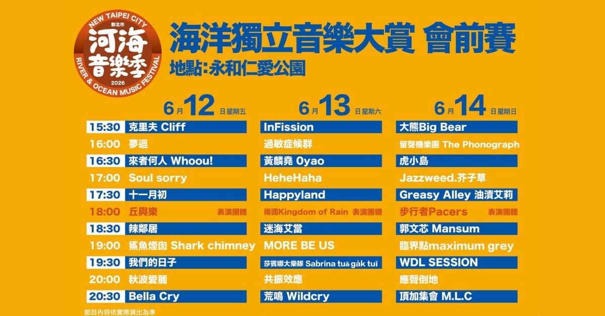 2026 新北市河海音樂季-海洋獨立音樂大賞-6/14會前賽